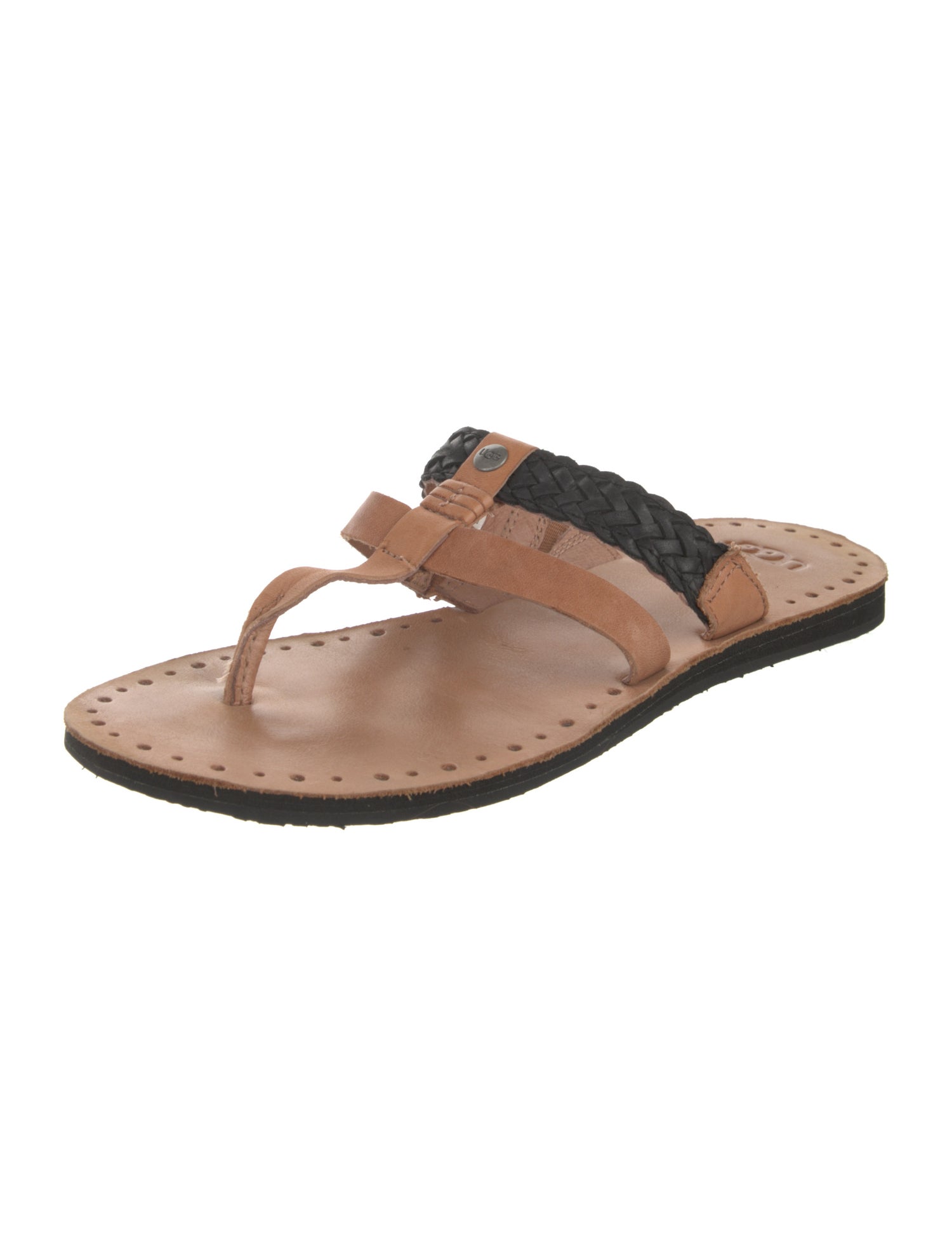 UGG Leather Braided Accents Slides