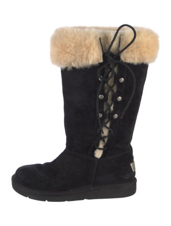 UGG Suede Fur Trim Boots