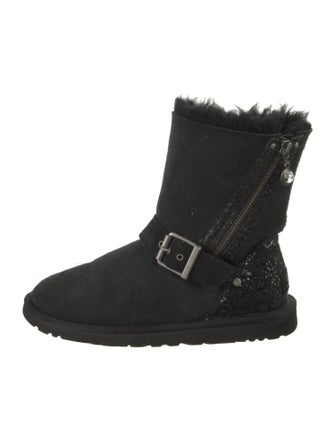 UGG Suede Glitter Accents Moto Boots