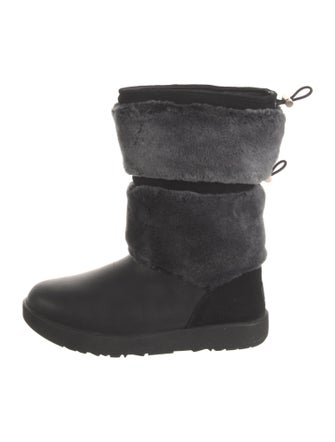 UGG Leather Fur Trim Rain Boots