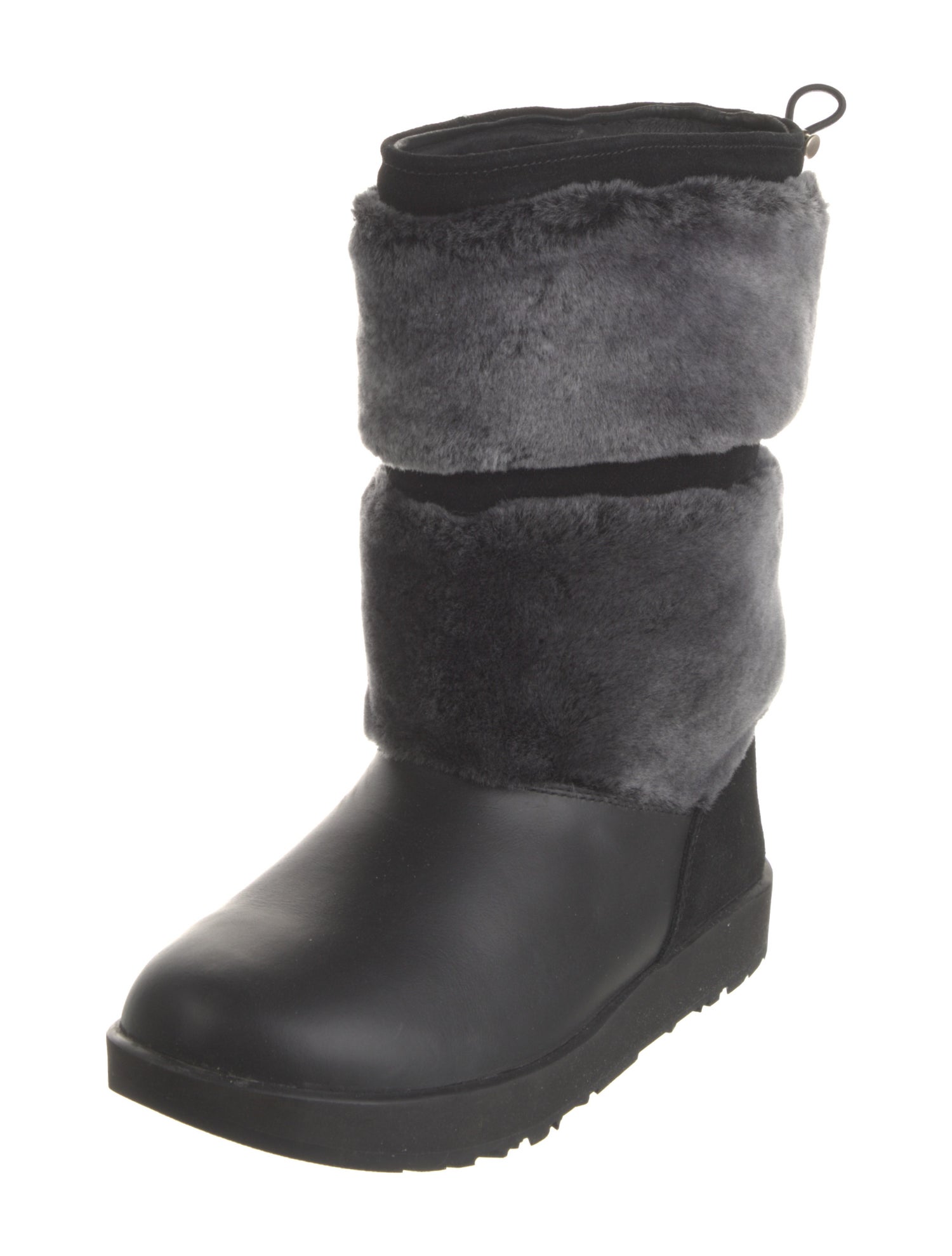 UGG Leather Fur Trim Rain Boots