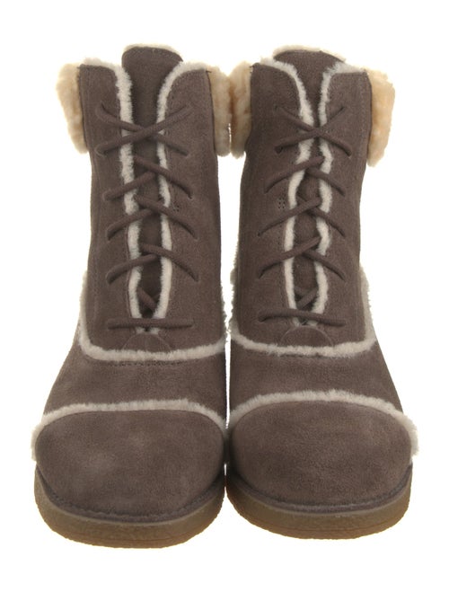 UGG Suede Fur Trim Lace-Up Boots