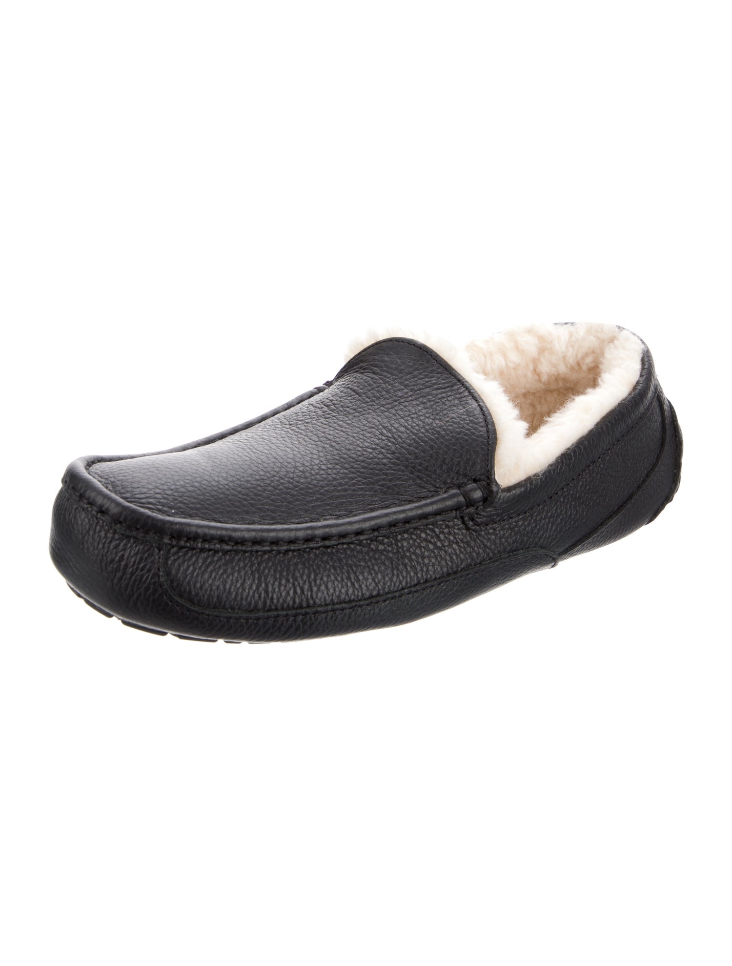 UGG Leather Fur Trim Loafers