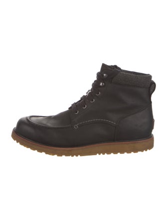 UGG Leather Fur Trim Lace-Up Boots