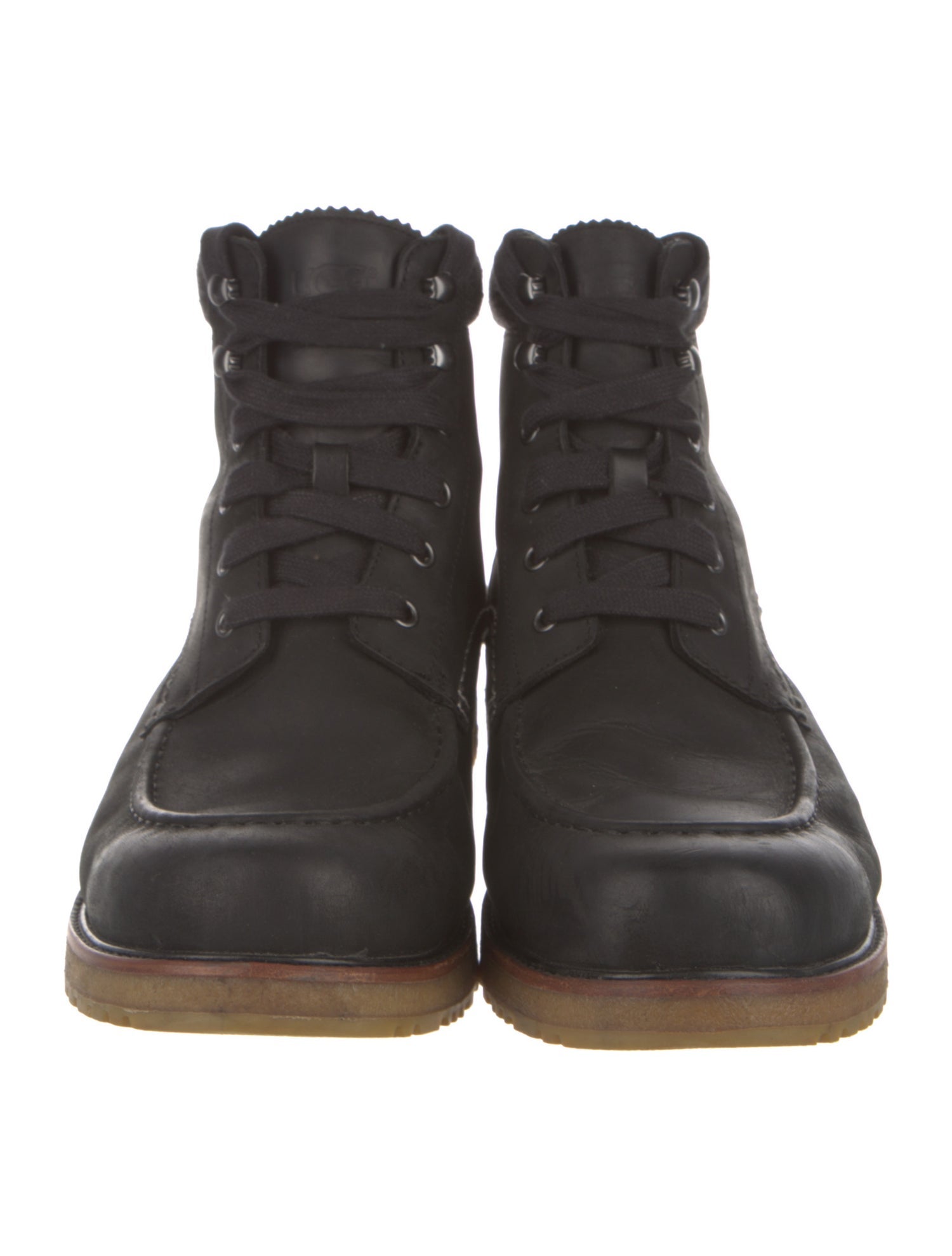 UGG Leather Fur Trim Lace-Up Boots