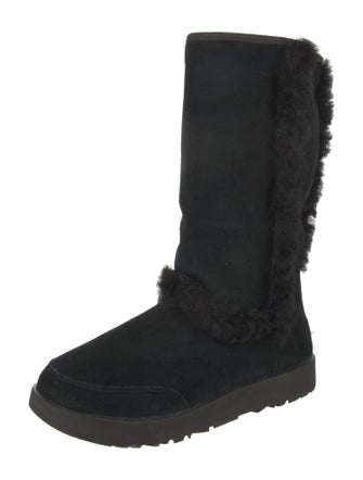 UGG Suede Fur Trim Boots