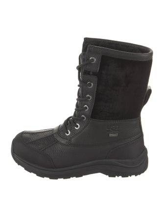 UGG Leather Fur Trim Lace-Up Boots