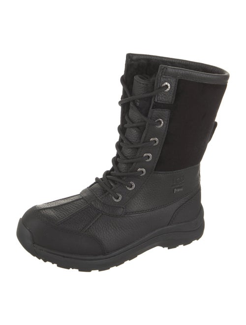 UGG Leather Fur Trim Lace-Up Boots