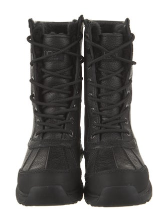 UGG Leather Fur Trim Lace-Up Boots