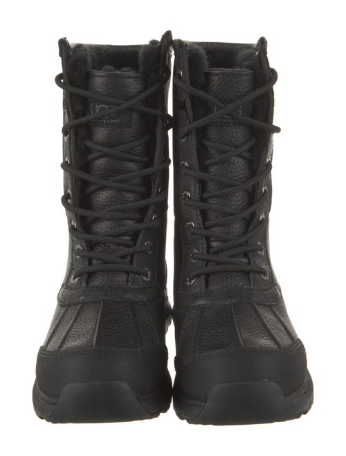 UGG Leather Fur Trim Lace-Up Boots