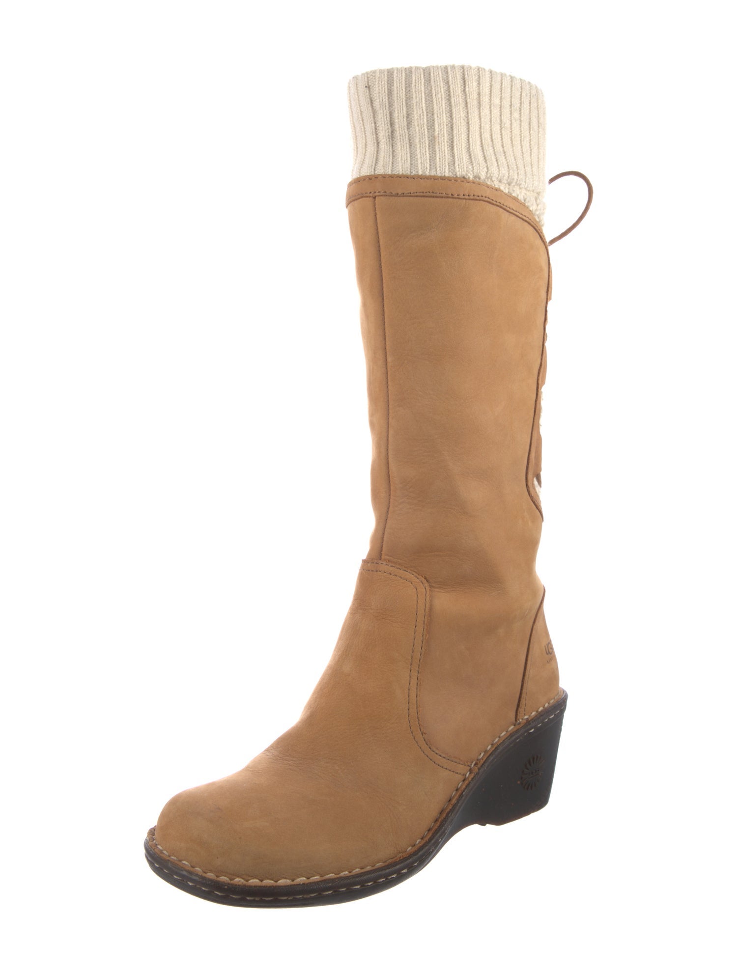 UGG Suede Whipstitch Trim Lace-Up Boots