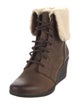 UGG Leather Fur Trim Lace-Up Boots
