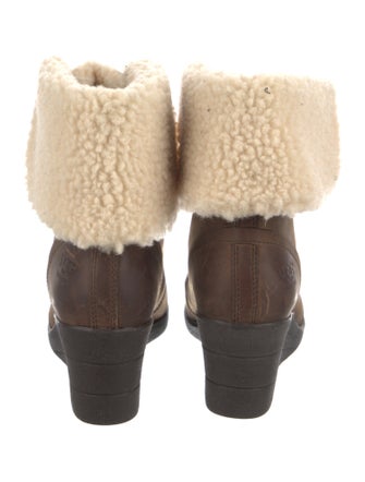 UGG Leather Fur Trim Lace-Up Boots