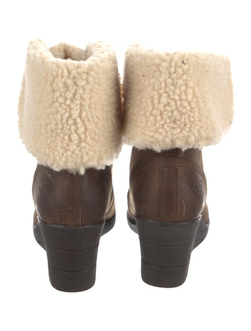 UGG Leather Fur Trim Lace-Up Boots