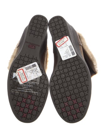 UGG Leather Fur Trim Lace-Up Boots