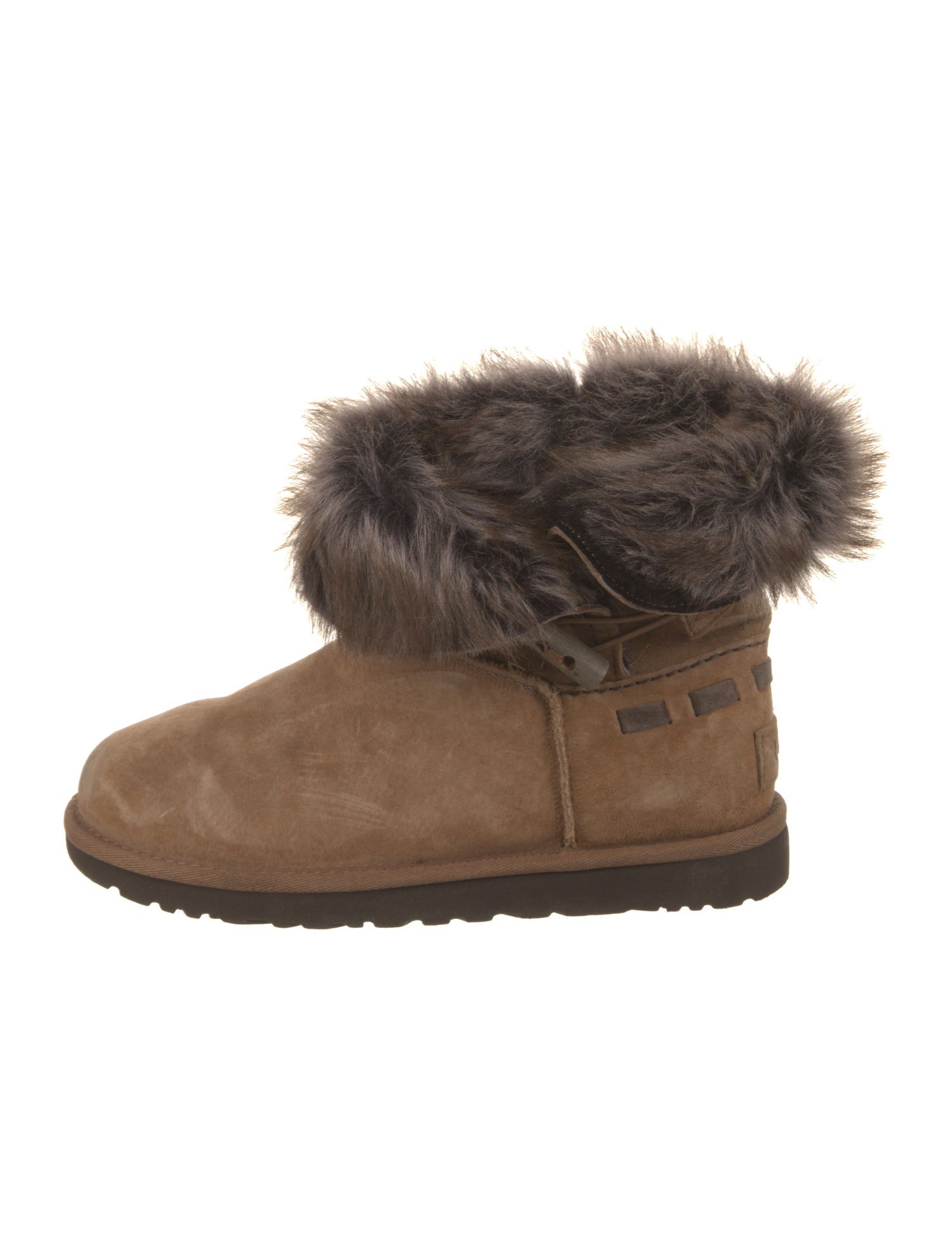 UGG Suede Fur Trim Snow Boots