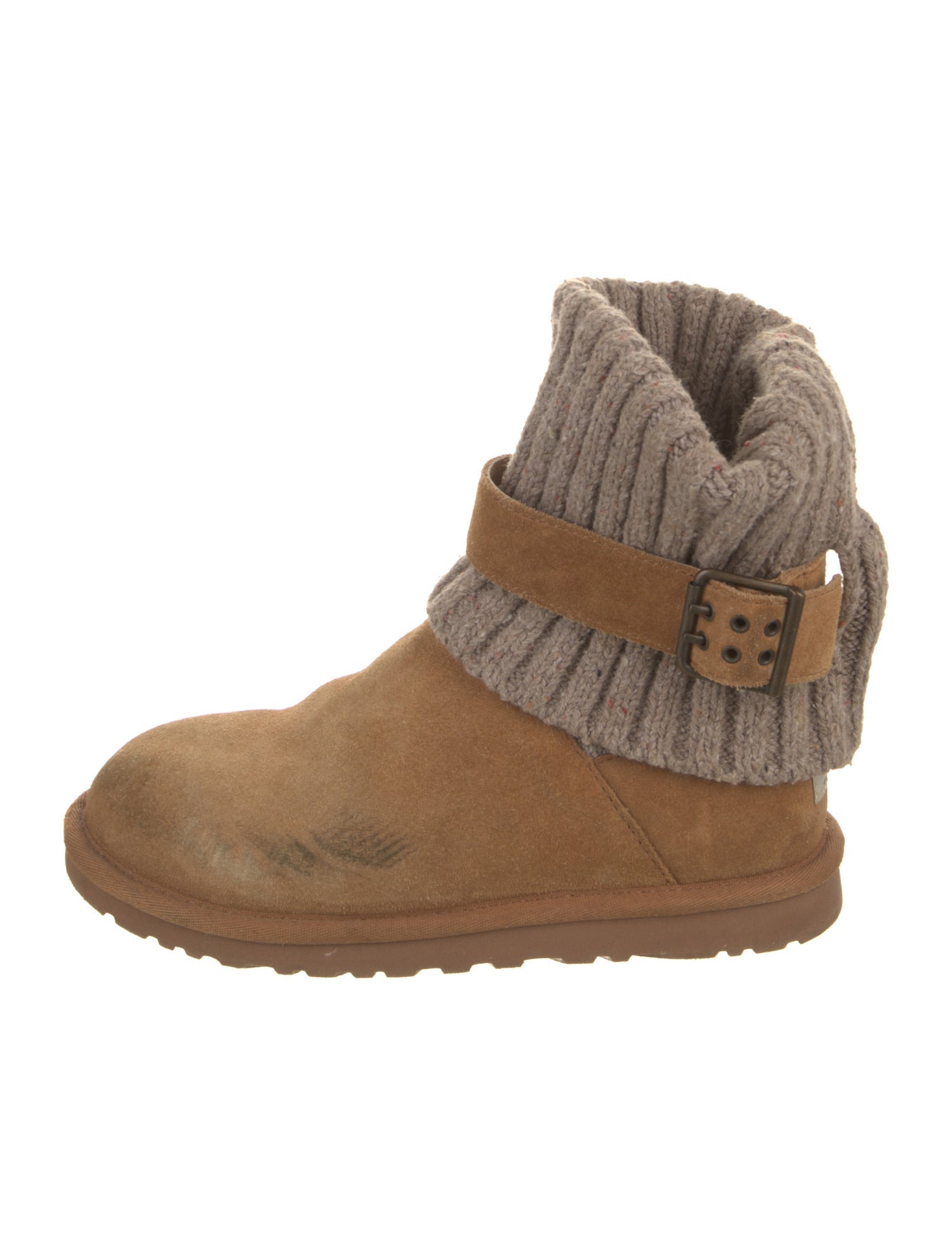 UGG Suede Colorblock Pattern Combat Boots