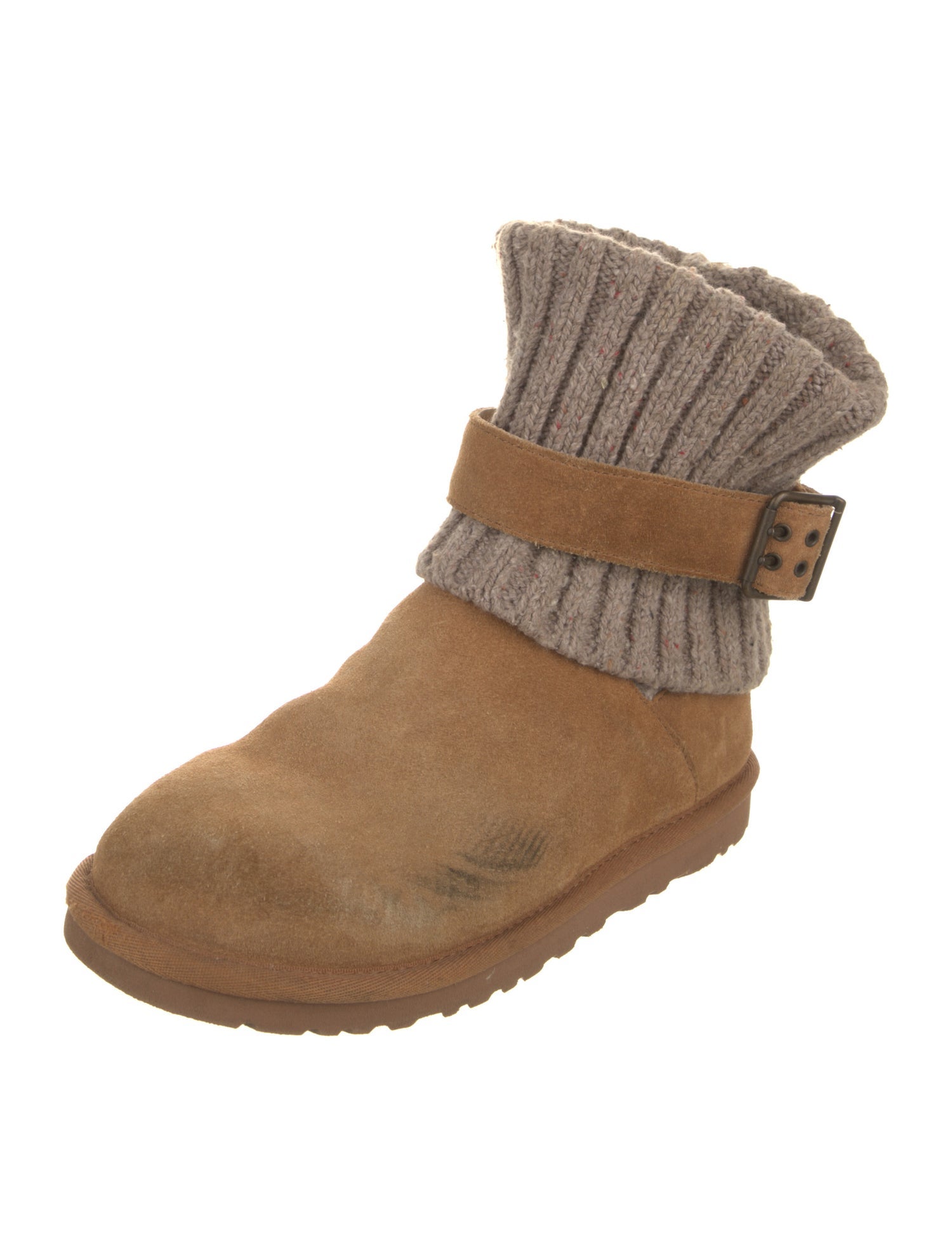 UGG Suede Colorblock Pattern Combat Boots