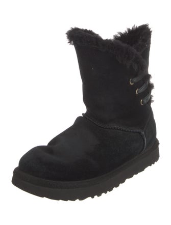 UGG Suede Leather Trim Embellishment Combat Boots