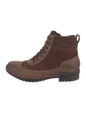 UGG Suede Colorblock Pattern Combat Boots