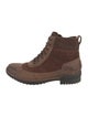 UGG Suede Colorblock Pattern Combat Boots
