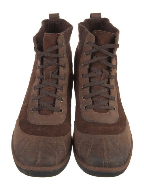 UGG Suede Colorblock Pattern Combat Boots