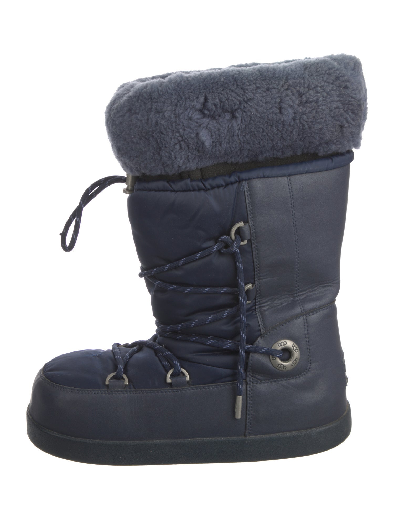UGG Nylon Fur Trim Lace-Up Boots