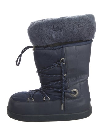 UGG Nylon Fur Trim Lace-Up Boots