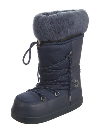 UGG Nylon Fur Trim Lace-Up Boots