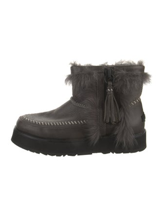 UGG Leather Whipstitch Trim Lace-Up Boots