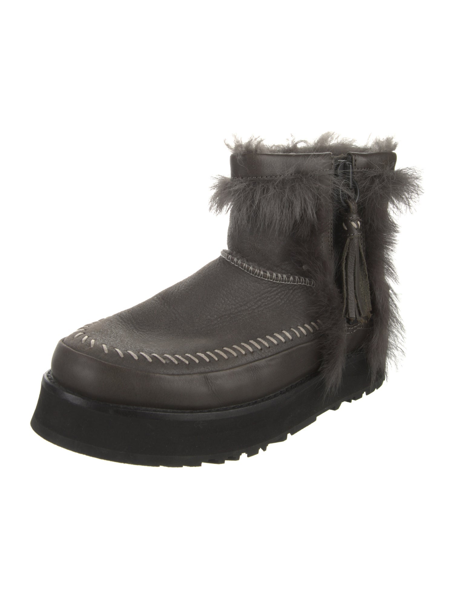 UGG Leather Whipstitch Trim Lace-Up Boots