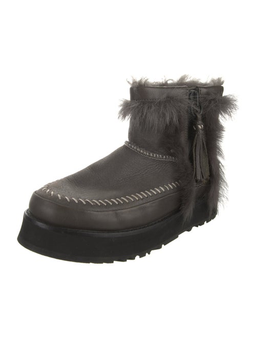 UGG Leather Whipstitch Trim Lace-Up Boots