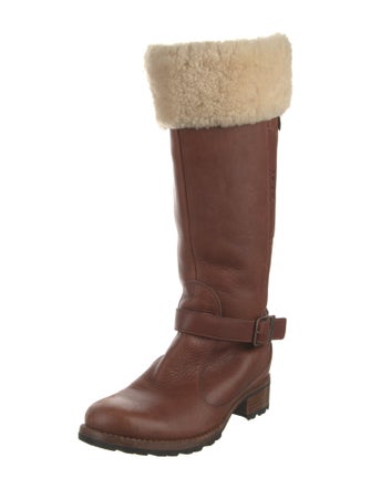 UGG Leather Fur Trim Riding Boots
