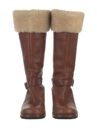 UGG Leather Fur Trim Riding Boots