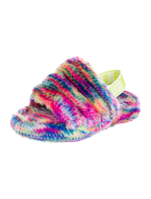 UGG Faux Fur Printed Slingback Sandals