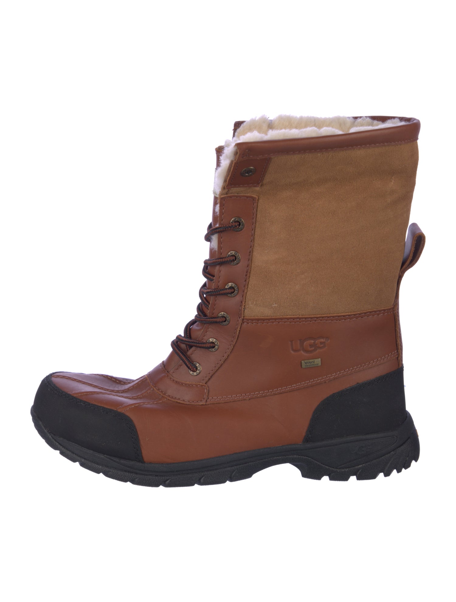 UGG Leather Fur Trim Snow Boots