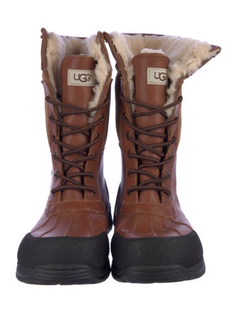 UGG Leather Fur Trim Snow Boots