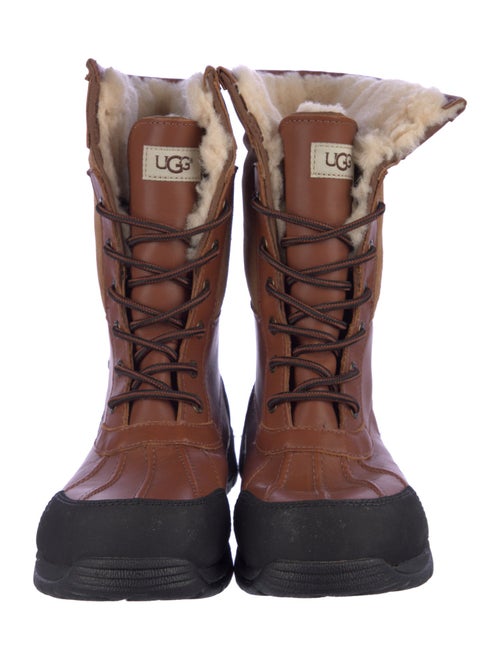 UGG Leather Fur Trim Snow Boots