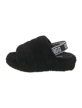 UGG Fur Floral Print Slingback Sandals