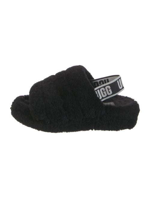 UGG Fur Floral Print Slingback Sandals