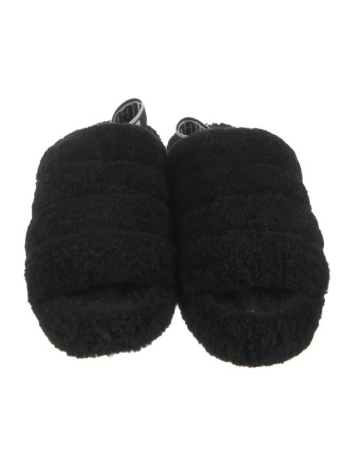 UGG Fur Floral Print Slingback Sandals