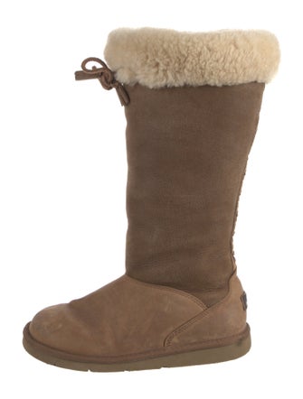 UGG Suede Colorblock Pattern Lace-Up Boots