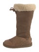UGG Suede Colorblock Pattern Lace-Up Boots