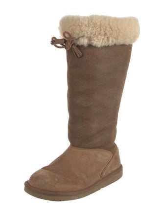 UGG Suede Colorblock Pattern Lace-Up Boots