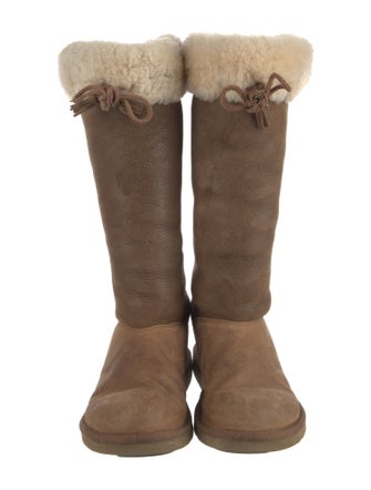 UGG Suede Colorblock Pattern Lace-Up Boots