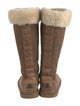 UGG Suede Colorblock Pattern Lace-Up Boots
