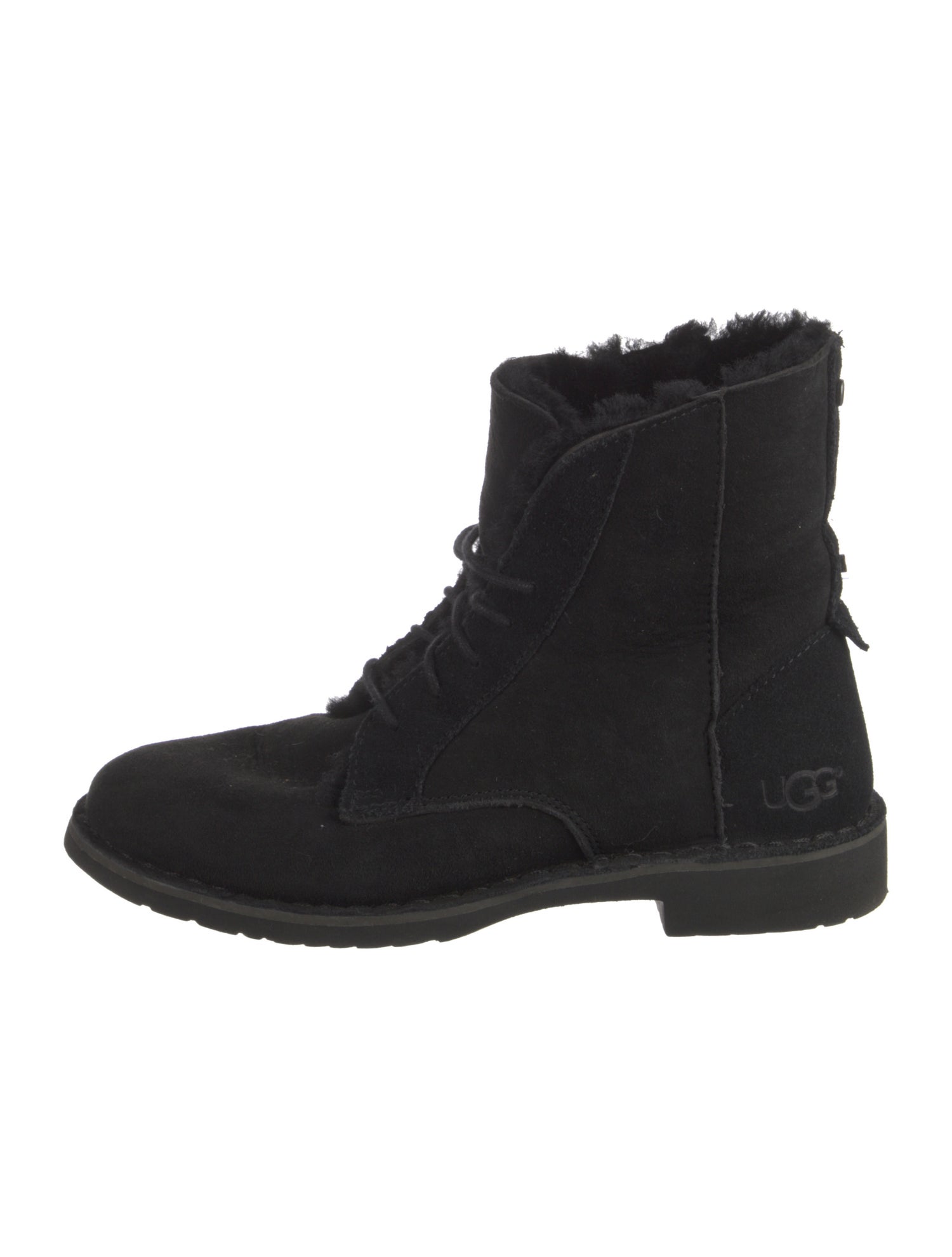 UGG Suede Fur Trim Combat Boots