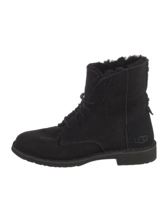UGG Suede Fur Trim Combat Boots