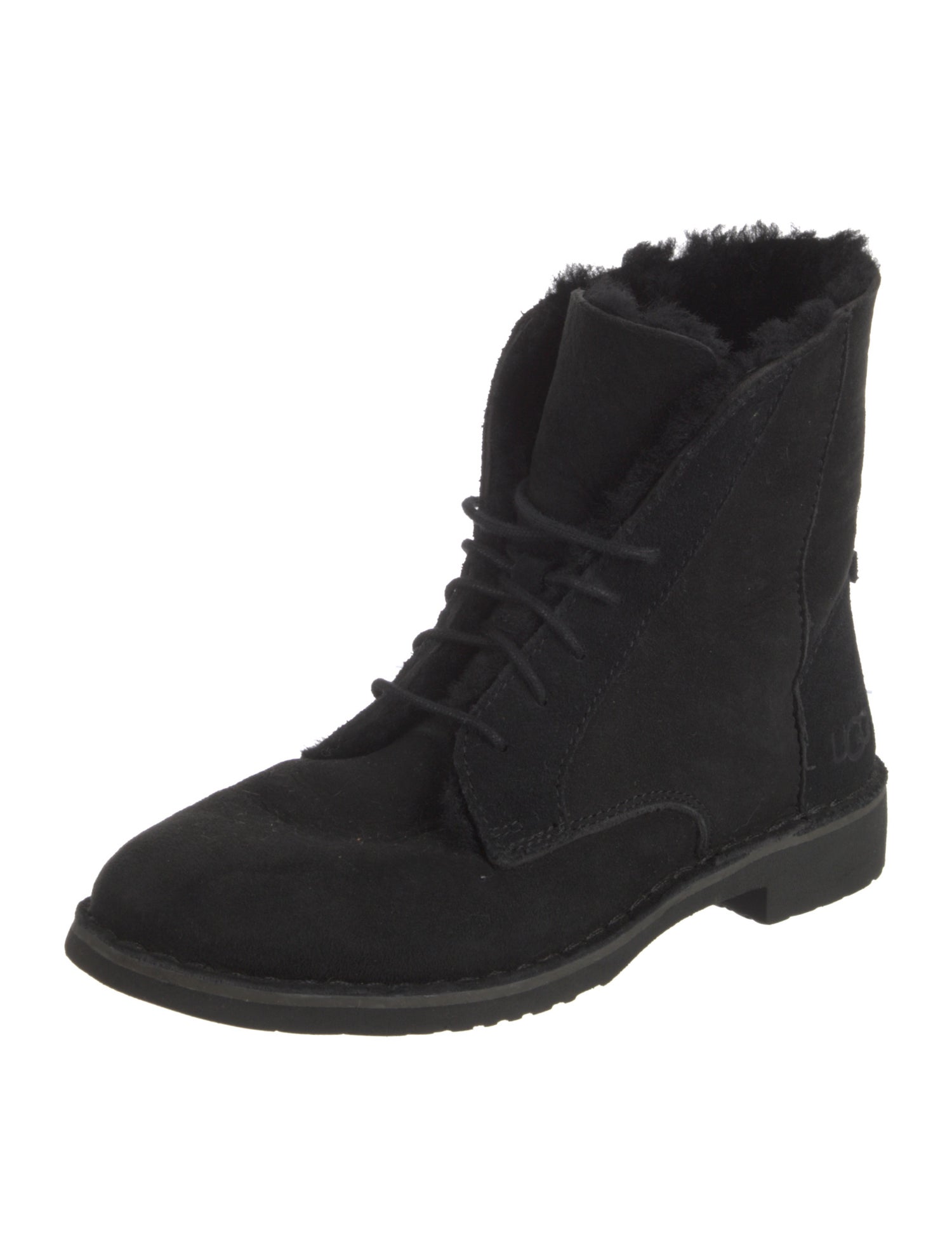 UGG Suede Fur Trim Combat Boots