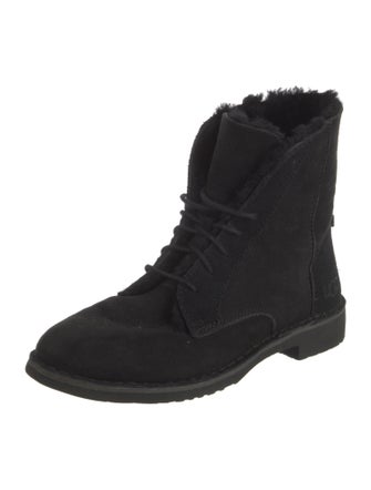 UGG Suede Fur Trim Combat Boots